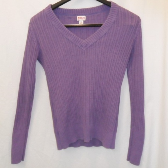 Mossimo Purple RIbbed Sweater Sz Large - Picture 1 of 5